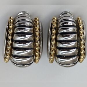 Vintage T*J High End Renaissance Revival Design Clip-on Earrings